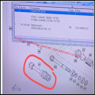 부품 번호 911831200 PINION SHAFT Z=16 Sulzer 직물 공장에 필요한 MRO 물품